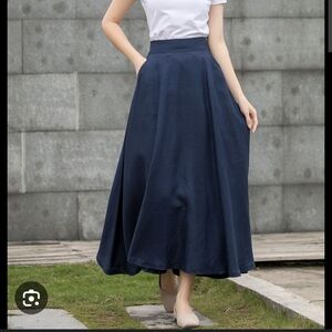 MISSONI navy linen maxi skirt